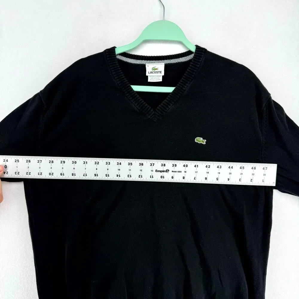 Lacoste VNeck Long Sleeve Light Weight Sweater Mens Size 6 XL‎ 100% Cotton